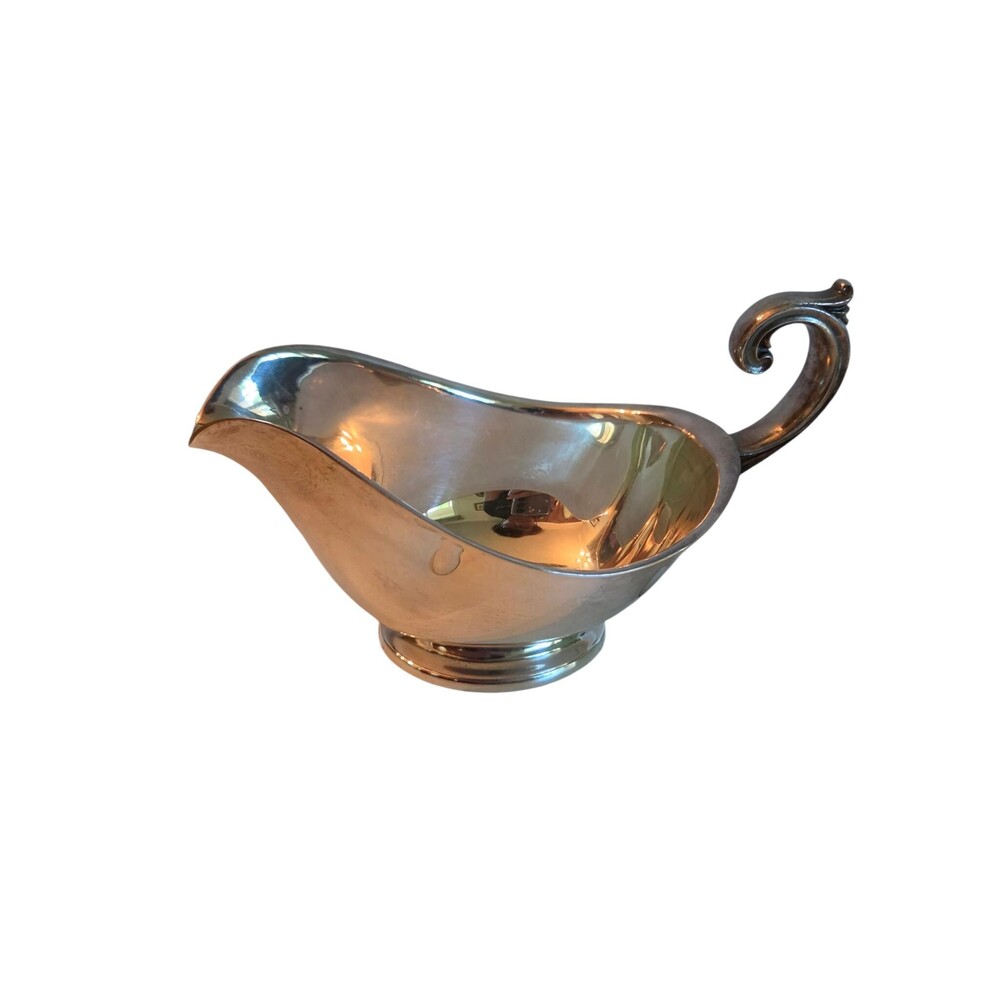 Vintage Crescent Silverplate Gravy Boat Sauce Pitcher Mid Century